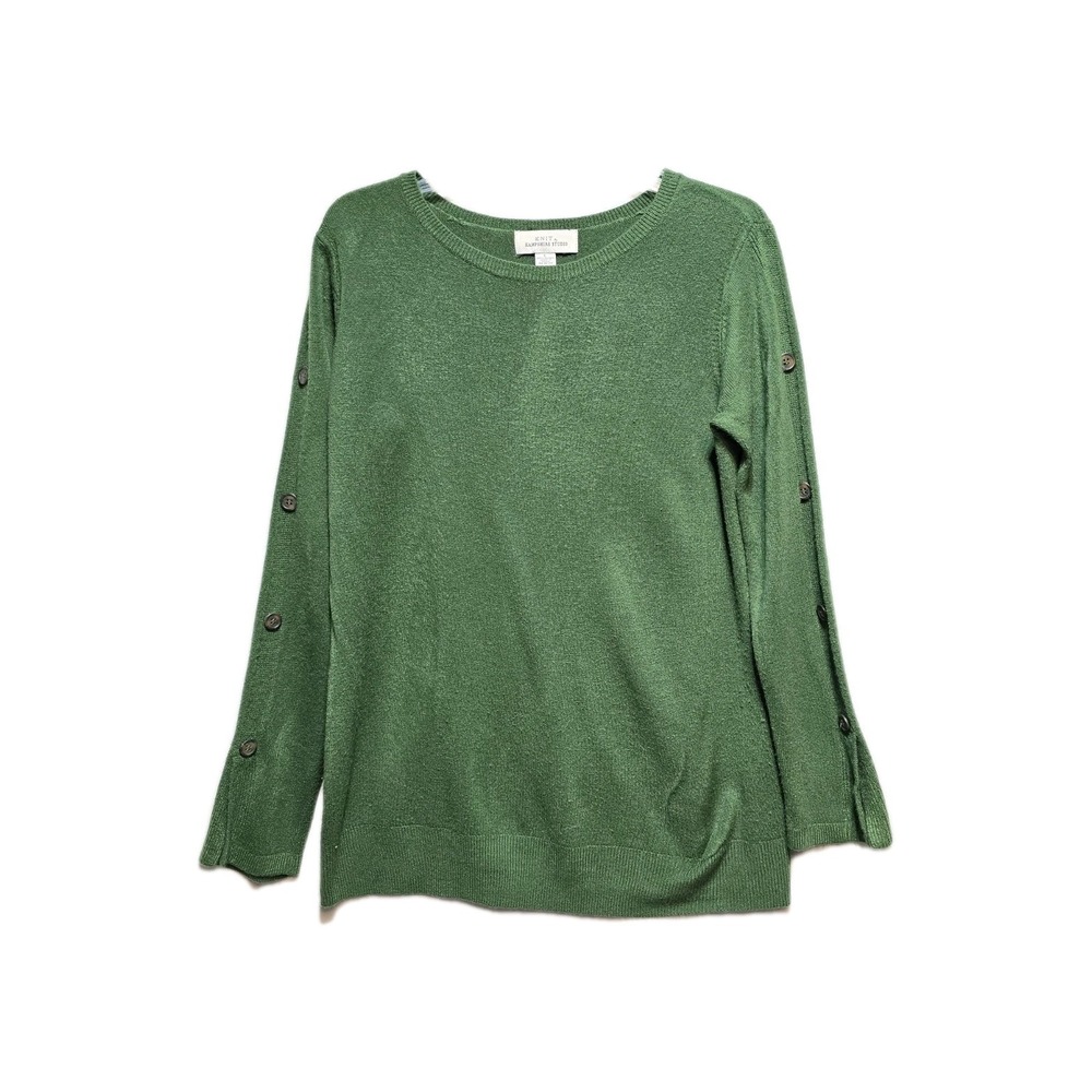 Knit By Hampshire Studio Women's  Sweater Large  Green Acrylic